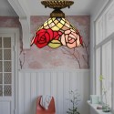 8 Inch European Stained Glass Rose Style Flush Mount