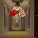 8 Inch European Stained Glass Rose Style Flush Mount