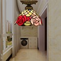 8 Inch European Stained Glass Rose Style Flush Mount