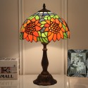 12 Inch European Stained Glass Sunflower Style Table Lamp