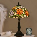 12 Inch European Stained Glass Rose Style Table Lamp