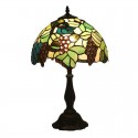 12 Inch Rural Stained Glass Grape Style Table Lamp