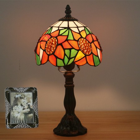 7 Inch European Stained Glass Sunflower Style Table Lamp