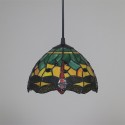 8 Inch European Stained Glass Dragonfly Style Pendant Light