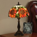 12 Inch European Stained Glass Sunflower Style Table Lamp