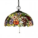 16 Inch European Stained Glass Grape Style Pendant Light