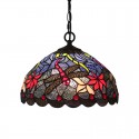 12 Inch European Stained Glass Dragonfly Style Pendant Light