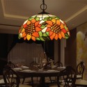 16 Inch European Stained Glass Sunflower Style Pendant Light