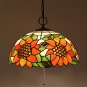 16 Inch European Stained Glass Sunflower Style Pendant Light