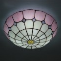 16 Inch Mediterranean Stained Glass Flush Mount