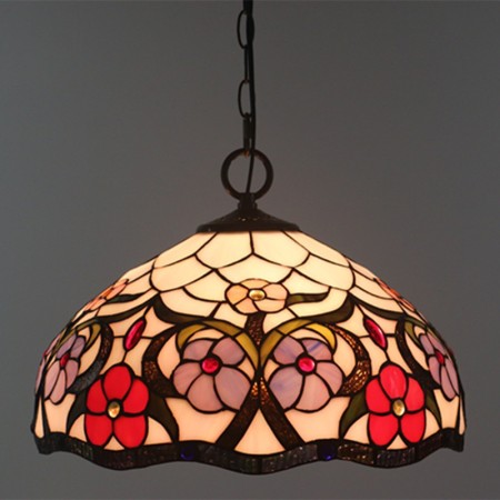 16 Inch European Stained Glass Pendant Light