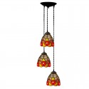 3 Light Stained Glass Pendant Light