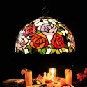 12 Inch Rose Stained Glass Pendant Light