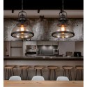 Retro 1 Light Steel Pendant Light with Glass Shade