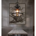 Retro 1 Light Steel Pendant Light with Glass Shade