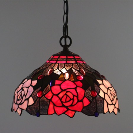 12 Inch European Stained Glass Pendant Light