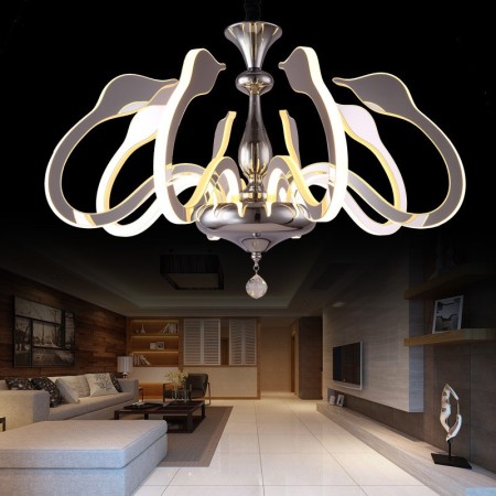 Dimmable 8 Light Modern / Contemporary Steel Chandelier with Acrylic Shade