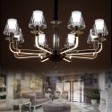 Dimmable 8 Light Crystal Chandelier with Glass Shade