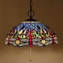 16 Inch European Stained Glass Dragonfly Style Pendant Light