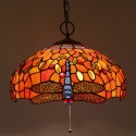 16 Inch European Stained Glass Dragonfly Style Pendant Light