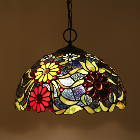 16 Inch European Stained Glass Pendant Light