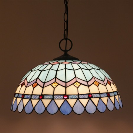 16 Inch European Stained Glass Pendant Light