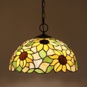 16 Inch European Stained Glass Sunflower Style Pendant Light