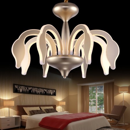 Dimmable 8 Light Modern / Contemporary Steel Chandelier with Acrylic Shade