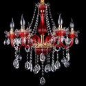 6 Light Red Candle Style Crystal Chandelier