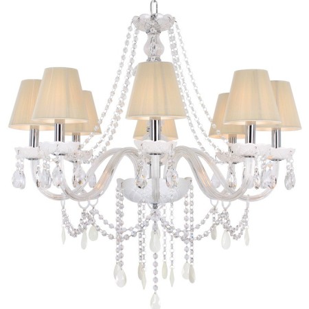 8 Light White K9 Crystal Candle Style Chandelier