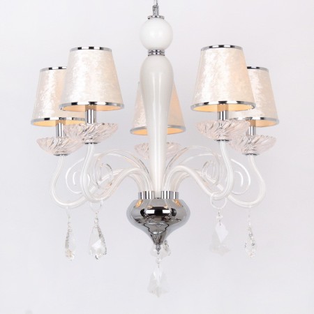 5 Light White Contemporary K9 Crystal Candle Style Chandelier