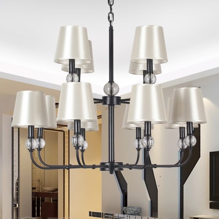 12 Light Rustic Retro Black Hotel 2 Tier Chandelier Candle Style Chandelier