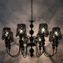 8 Light Modern Contemporary Hollow Black Candle Style Chandelier