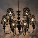 6 Light Modern Contemporary Hollow Black Candle Style Chandelier