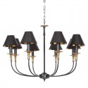 8 Light Retro Black Contemporary Candle Style Chandelier