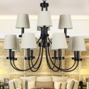 12 Light Retro Contemporary 2 Tier Black Candle Style Chandelier