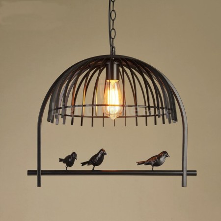 1 Light Rustic/ Lodge Retro Birdcage Pendant Light with Steel Shade