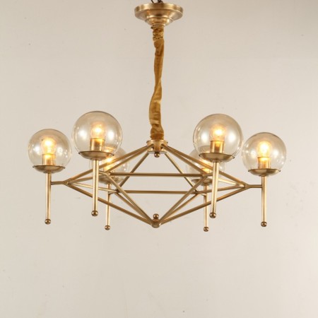 Fine Brass 6 Light Chandelier