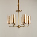 Fine Brass 6 Light Chandelier with Glass Shades