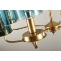 Fine Brass 6 Light Chandelier with Glass Shades