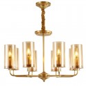 Fine Brass 8 Light Chandelier with Glass Shades