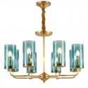 Fine Brass 8 Light Chandelier with Glass Shades