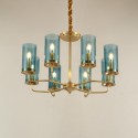 Fine Brass 8 Light Chandelier with Glass Shades