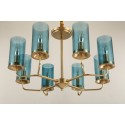 Fine Brass 8 Light Chandelier with Glass Shades