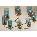 Fine Brass 8 Light Chandelier with Glass Shades