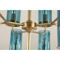 Fine Brass 8 Light Chandelier with Glass Shades