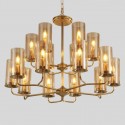 Fine Brass 16 Light Chandelier with Glass Shades