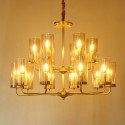 Fine Brass 16 Light Chandelier with Glass Shades