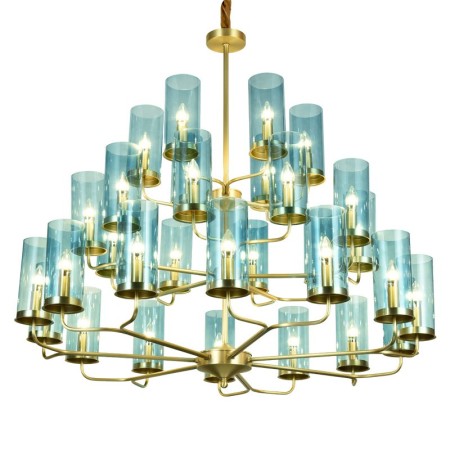 30 Light Fine Brass Chandelier with Glass Shades