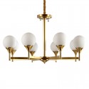 Fine Brass Black 8 Light Chandelier with Ball Glass Shades